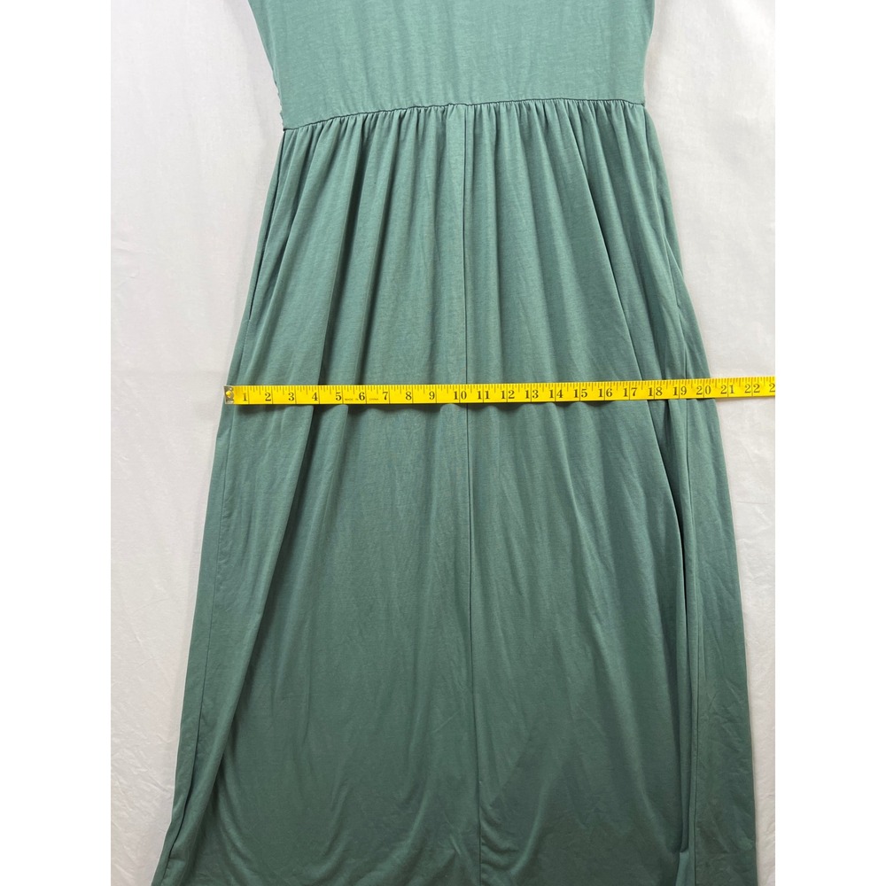 OUGES Maxi Dress Women Medium Green Long Sleeve Wrap V-Neck Jersey Pockets - Picture 9 of 12